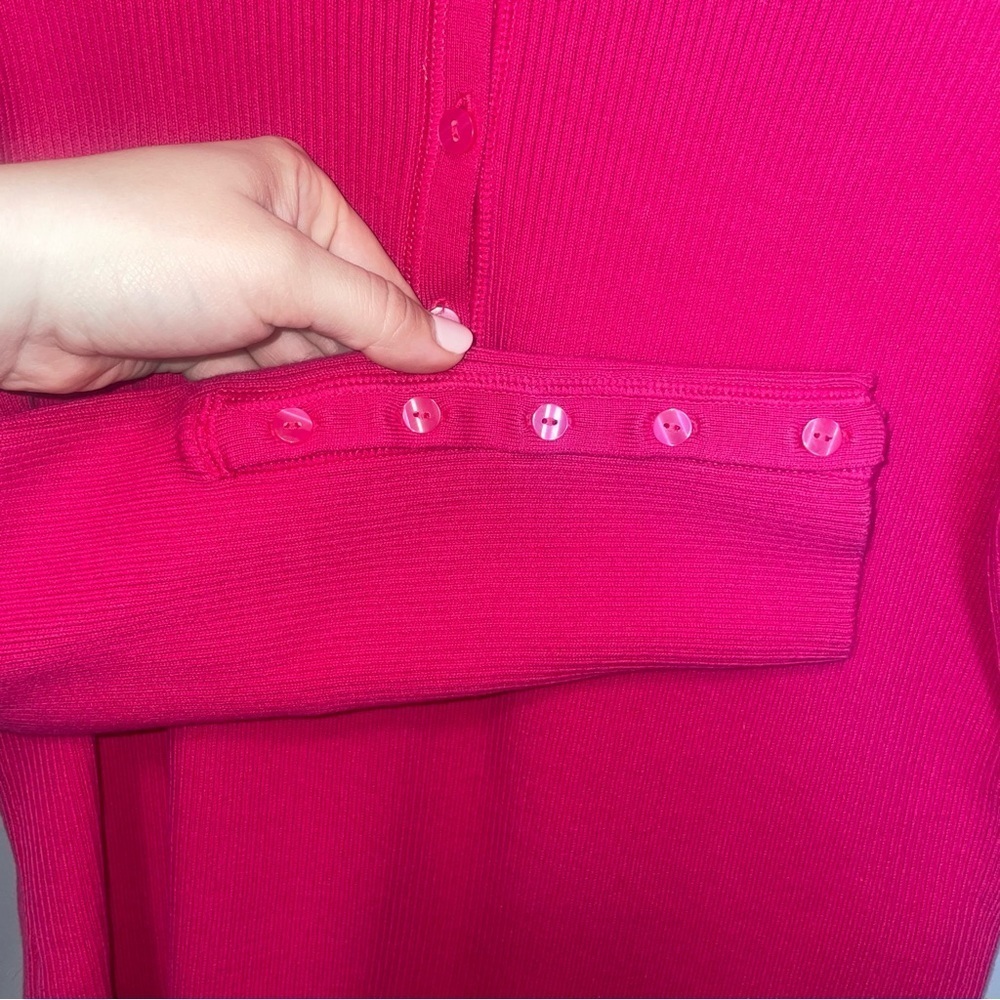 Vintage Liz Claiborne Cotton Blend Thick Top Hot Pink Medium - Picture 5 of 7
